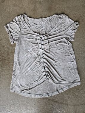 American Eagle Outfitters Lace-Up Scoop Neck Short Sleeve Top
